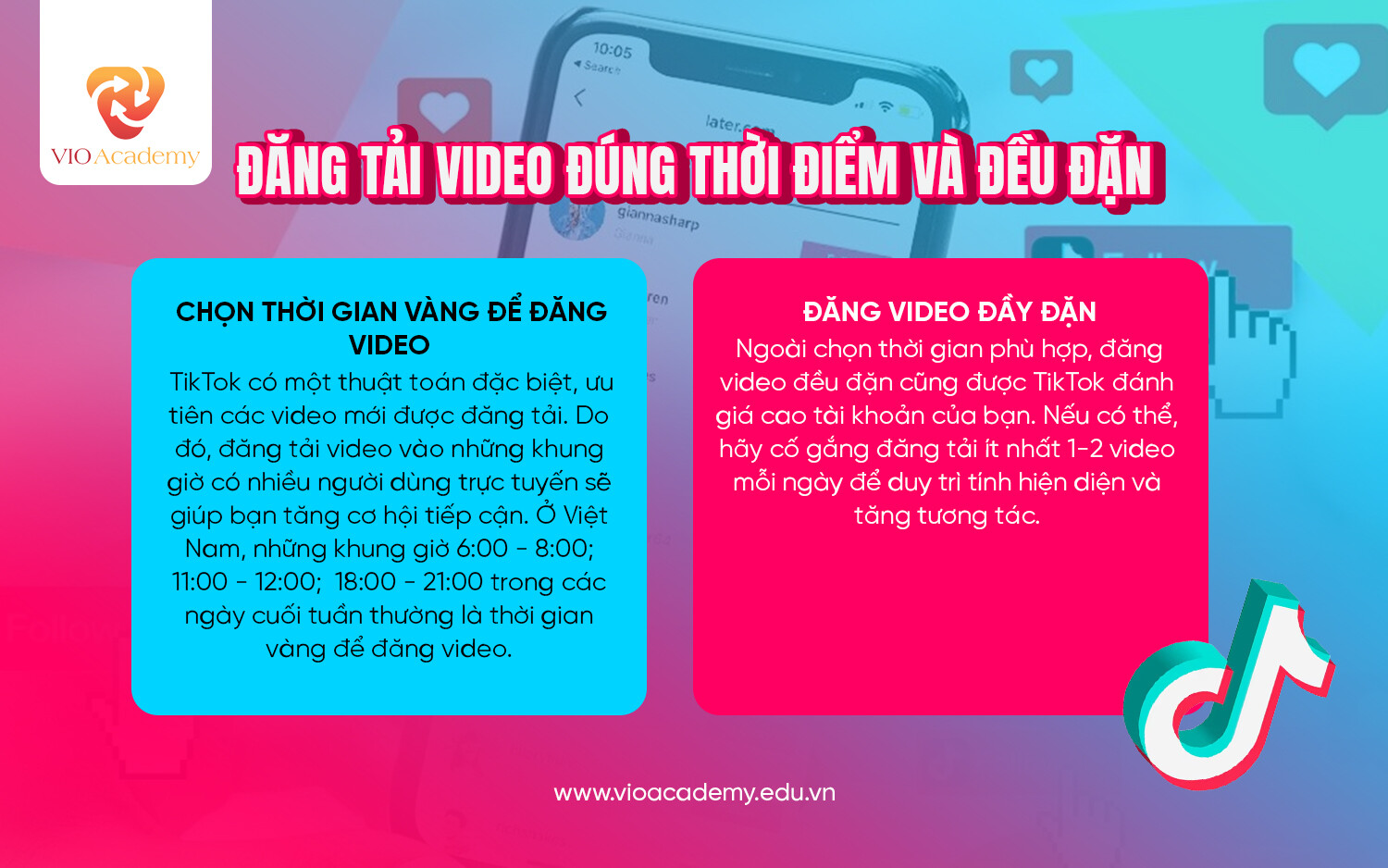Đăng tải video Tiktok đúng thời điểm và đều đặn