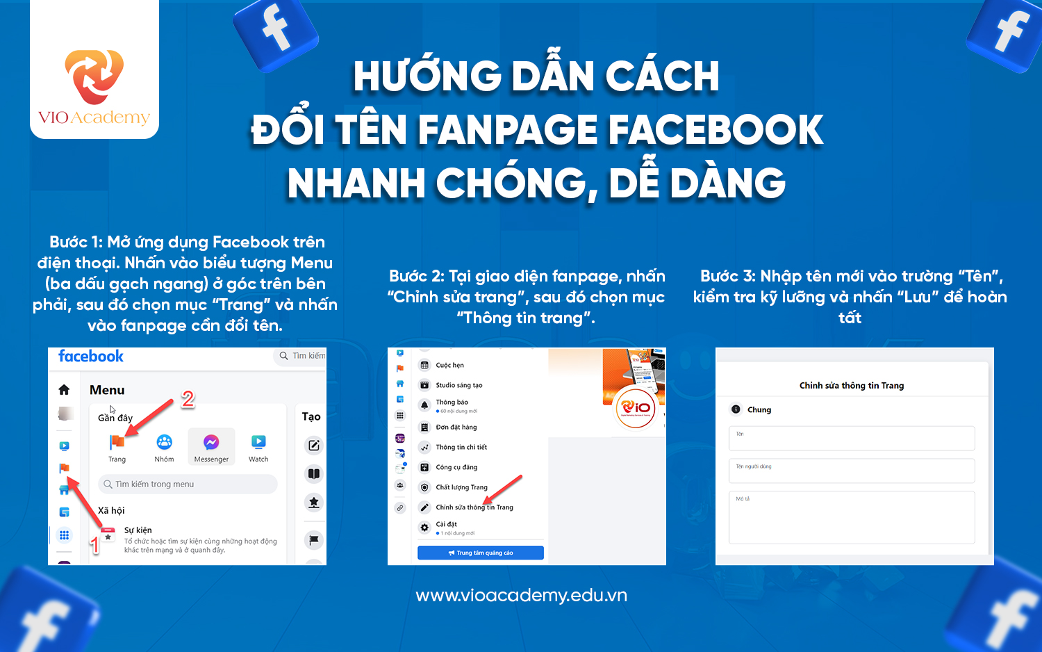 Cách đổi tên Fanpage trên điện thoại