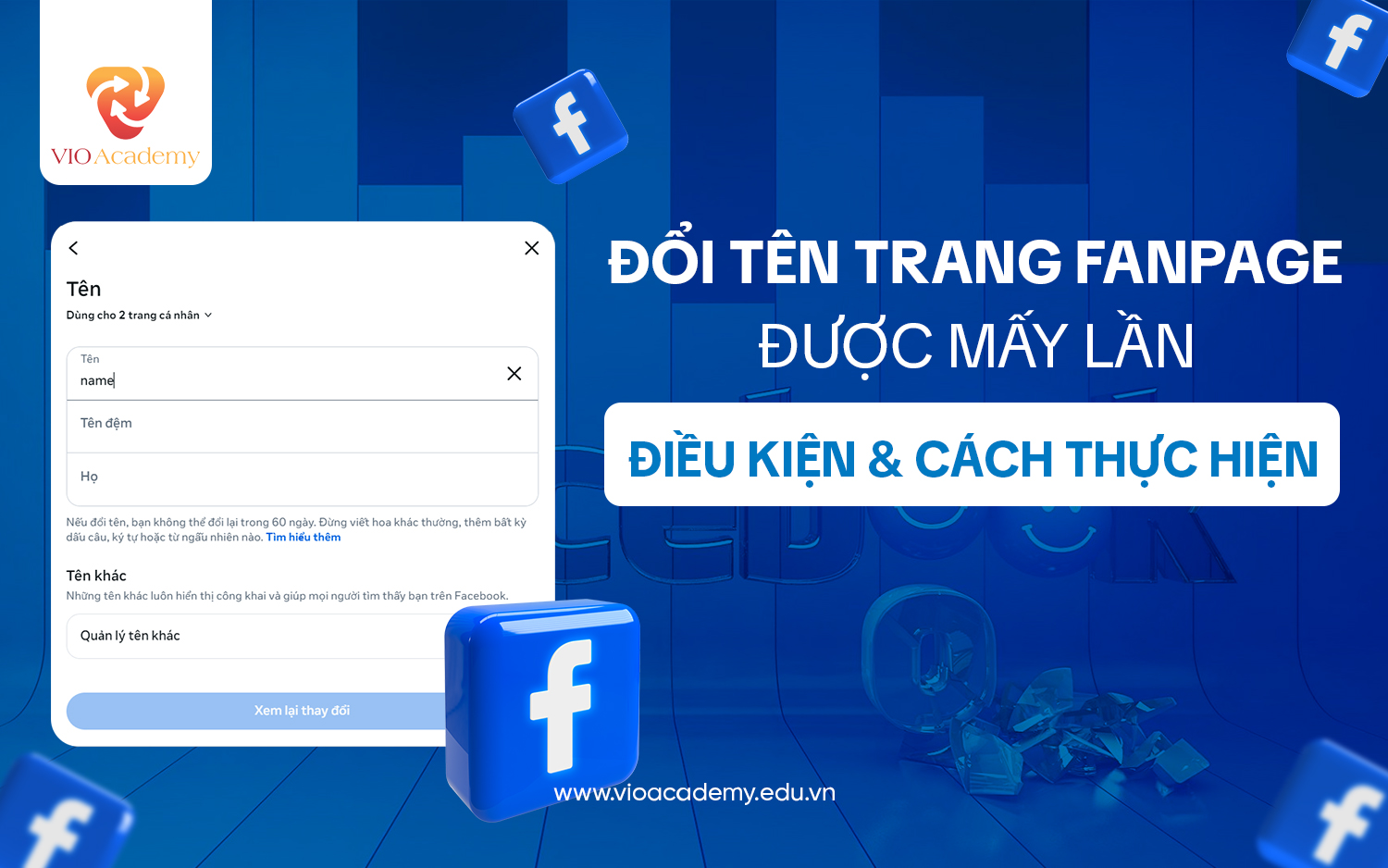 Đổi tên trang fanpage được mấy lần?